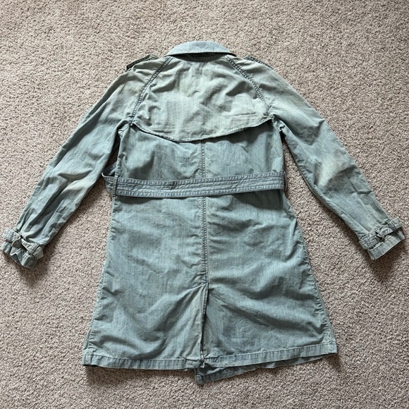 Ralph Lauren Polo Jeans Co. Belted Light Wash Trench Coat Size Medium - Picture 8 of 16